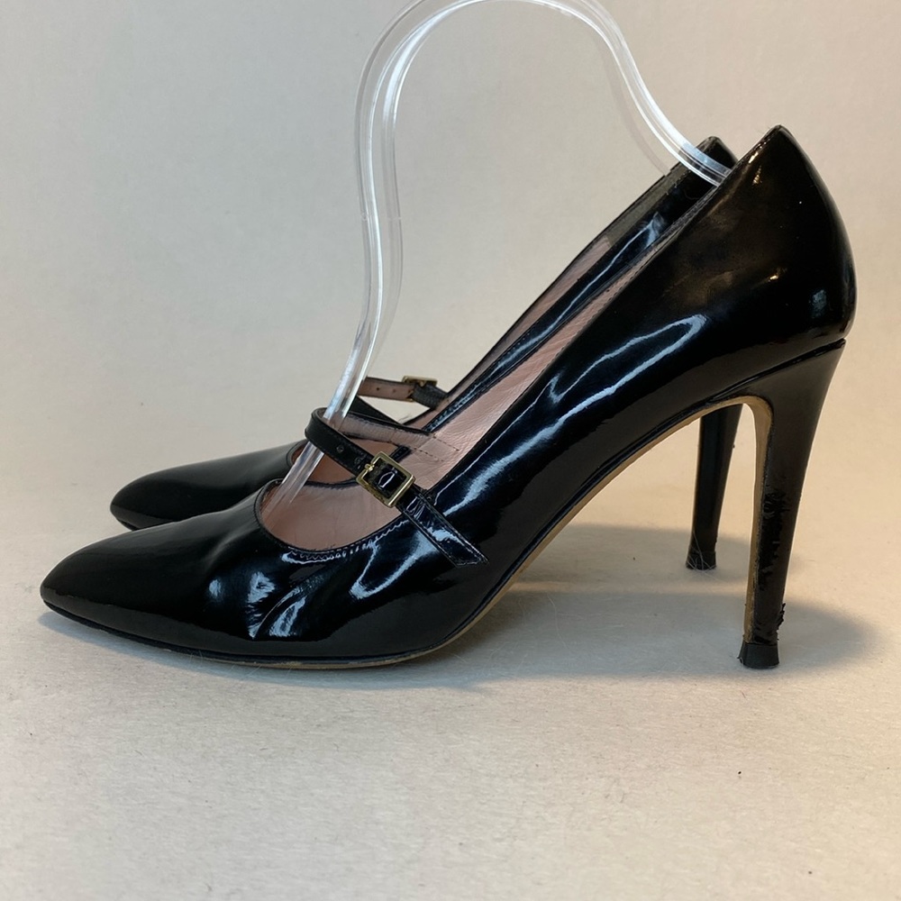 kate spade New York Nilda Patent Leather Pointed Toe Pump Heel, Black, Women's 8